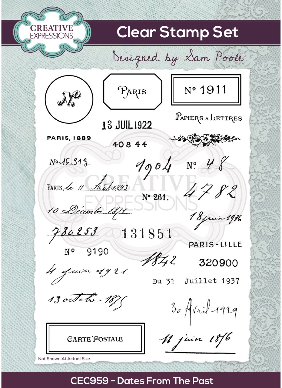 Creative Expressions A5 Clear Stamp Set By Sam Poole-Dates From The Past